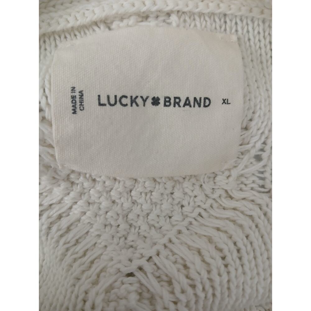 Lucky Brand Cozy Off White Cable Knit Cardigan Buttons sz XL - Picture 8 of 11